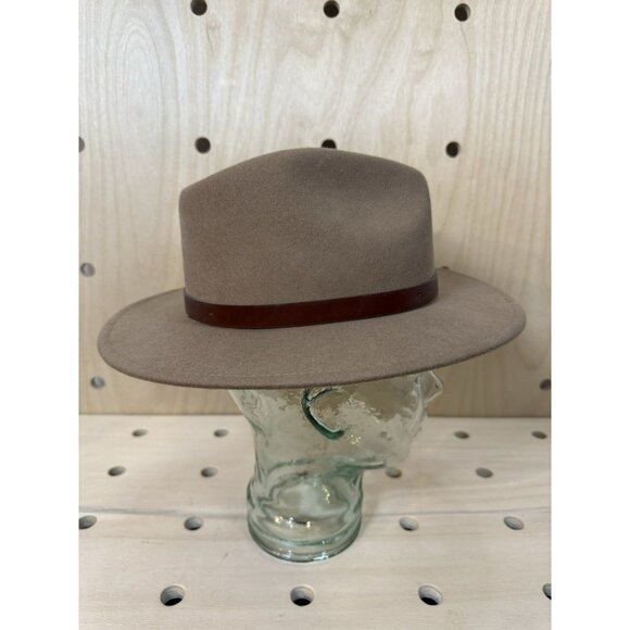 Brixton Messer Fedora Hat Cruelty Free Wool Sand Size 6 3/4 XS Unisex $75 - Picture 2 of 15